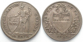 WAADT. 10 Batzen 1823, Silber