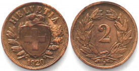EIDGENOSSENSCHAFT. 2 Rappen 1920, Bronze