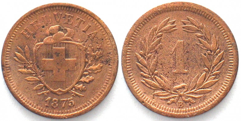 EIDGENOSSENSCHAFT. Rappen 1875, Bronze
HMZ 2-1215n, fast vz(XF-)