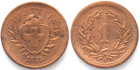 EIDGENOSSENSCHAFT. Rappen 1875, Bronze