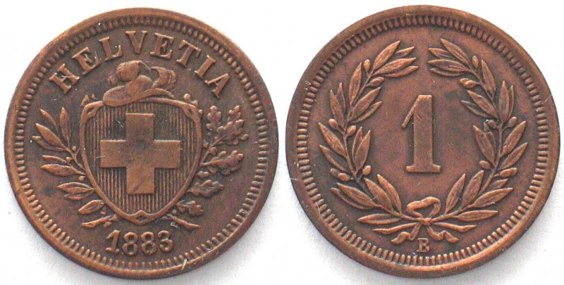 EIDGENOSSENSCHAFT. Rappen 1883, Bronze
HMZ 2-1215u, ss-vz(VF-XF)