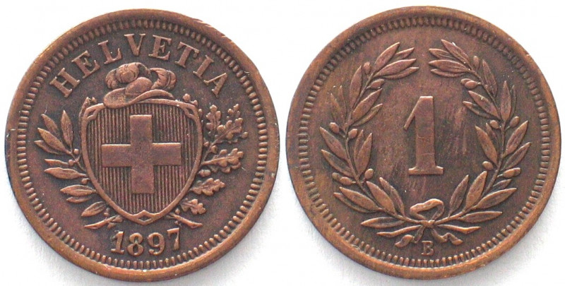 EIDGENOSSENSCHAFT. Rappen 1897, Bronze
HMZ 2-1215ff, vz(XF)