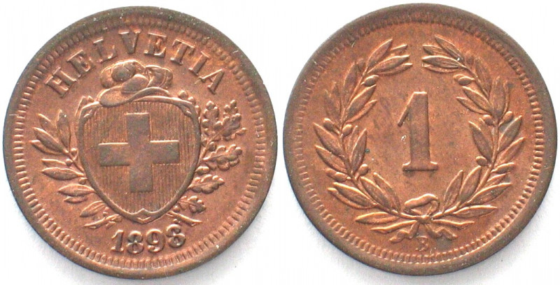 EIDGENOSSENSCHAFT. Rappen 1898, Bronze
HMZ 2-1215gg, unz(UNC)