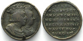 AUSTRIA. Medal 1531, Ferdinand I and Anna, bronze, VF