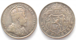 CYPRUS. British. 9 Piastres 1907, Edward VII, silver, scarce! VF