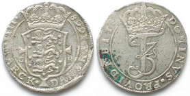 DENMARK. Krone 1668, Copenhagen mint, Frederik III, silver, XF-!