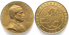FEDERATED STATES OF EUROPE . 1/10 Europa 1928, Louis Pasteur, bronze, BU!