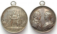 FRANCE. Medal 1725, Wedding of Louis XV & Maria Leszczynska, by Duvivier, silver, 41mm, XF