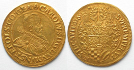 GERMAN STATES. Silesia - Münsterberg - Öls. 6 Dukaten 1616, Karl II., gold, AU, RRRRR!