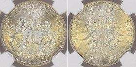 GERMANY. Empire. Hamburg, 2 Mark 1876 J, silver, NGC MS 63