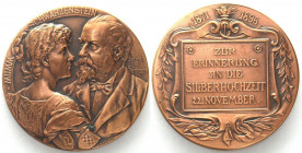GERMANY. Silver Wedding of Hermann & Emma Mumm von Schwarzenstein, 1896, bronze medal, 50mm, UNC
