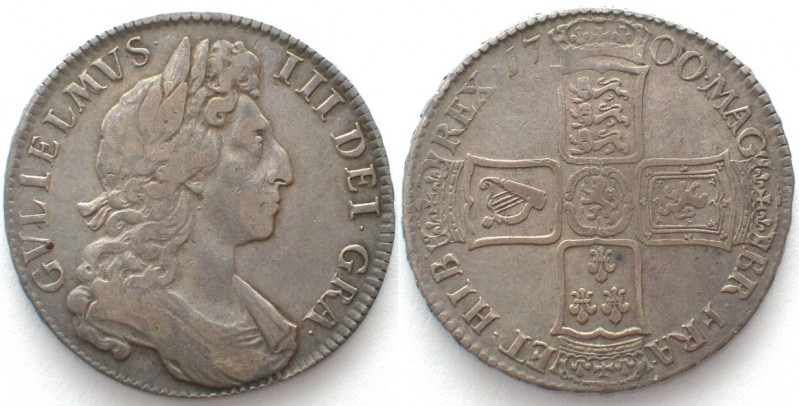 GREAT BRITAIN. 1/2 Crown 1698 DECIMO TERTIO, William III, silver
KM # 492.2, Se...