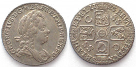 GREAT BRITAIN. 6 Pence 1723 SSC, George I, silver, AU!