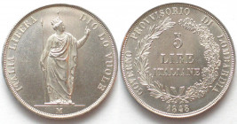 ITALIAN STATES. Lombardy-Venetia, Provisional Government. 5 Lire 1848, silver, UNC-!