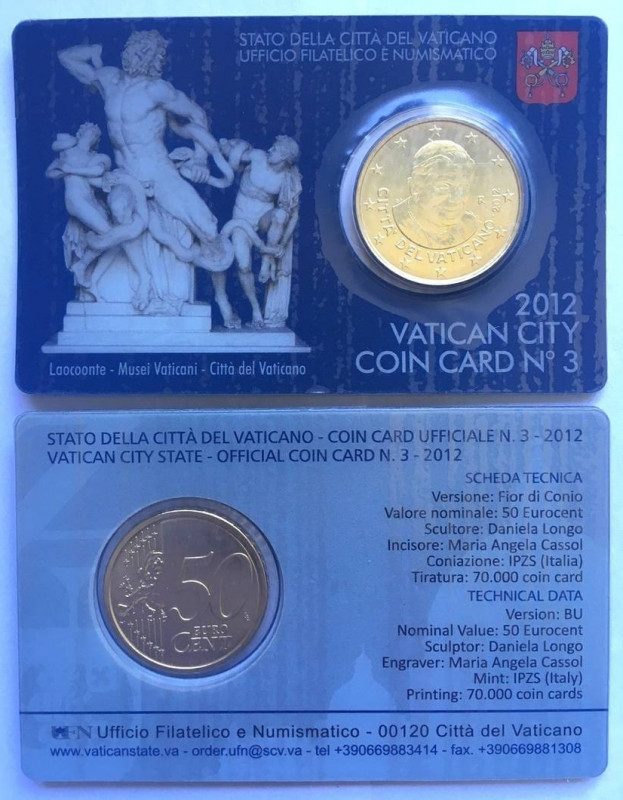 VATICAN. Bulk of 40 x 50 Eurocent 2012 in Coincard, Benedict XVI
BU