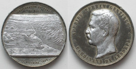 EGYPT. Opening of the Suez Canal, 1869, Ferdinand de Lasseps, white metal medal by A. Restelli (Turin), 50mm