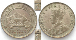 EAST AFRICA. Florin 1920 A, George V, silver, AU, rare!