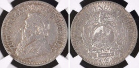 SOUTH AFRICA. 2-1/2 Shilling 1895, Kruger, silver, key date! NGC XF 45