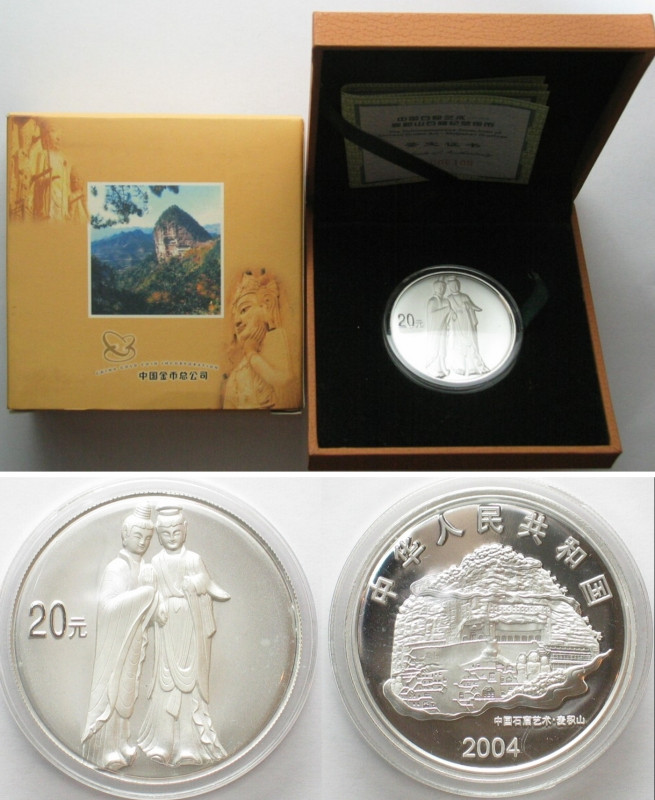 CHINA. 20 Yuan 2004, Maiji Grottoes, from the Chinese Grotto Art Series, 3rd iss...