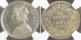 INDIA. British. 1/4 Rupee 1862 (B), Victoria, silver, Proof