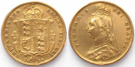 AUSTRALIA. 1/2 Sovereign 1889 S, Sydney mint, Victoria, gold. Scarce!