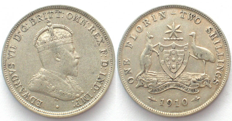 AUSTRALIA. Florin 1910, Edward VII, silver, XF!
KM # 21.