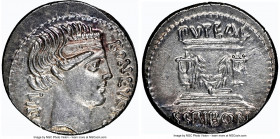 L. Scribonius Libo (ca. 62 BC). AR denarius (19mm, 4.03 gm, 5h). NGC MS 4/5 - 5/5. Rome. LIBO (downwards) behind, BON•EVENT (downwards) before, diadem...