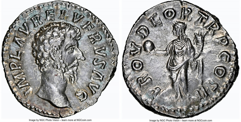 Lucius Verus (AD 161-169). AR denarius (18mm, 3.49 gm, 6h). NGC AU 5/5 - 4/5. Ro...