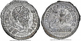 Septimius Severus (AD 193-211). AR denarius (18mm, 3.47 gm, 11h). NGC Choice XF 5/5 - 4/5. Rome, AD 203. SEVERVS-PIVS AVG, laureate head of Septimius ...