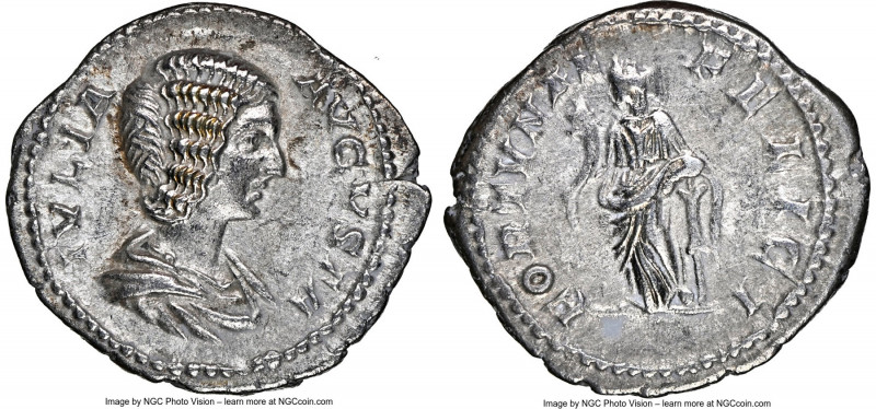Julia Domna (AD 193-217). AR denarius (20mm, 3.28 gm, 12h). NGC Choice AU 5/5 - ...