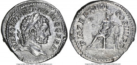 Caracalla, as Augustus (AD 198-217). AR denarius (19mm, 3.15 gm, 12h). NGC Choice XF 4/5 - 4/5. Rome, AD 214. ANTONINVS PIVS AVG GERM, laureate head o...