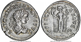 Caracalla, as Augustus (AD 198-217). AR denarius (19mm, 2.97 gm, 12h). NGC AU 5/5 - 4/5. Laodicea ad Mare, AD 199-201. ANTONINVS AVGVSTVS, laureate, d...