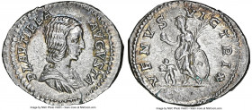 Plautilla (AD 202-205). AR denarius (21mm, 3.39 gm, 12h). NGC Choice AU 5/5 - 5/5. Rome. PLAVTILLA-AVGVSTA, draped bust of Plautilla right, seen from ...