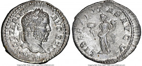 Geta, as Augustus (AD 209-211). AR denarius (20mm, 2.88 gm, 7h). NGC Choice XF 5/5 - 4/5. Rome, AD 211. P SEPT GETA PIVS-AVG BRIT, laureate head of Ge...