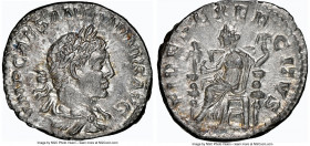 Elagabalus (AD 218-222). AR denarius (19mm, 3.65 gm, 7h). NGC Choice AU 5/5 - 4/5. Rome. IMP CAES ANTONINVS AVG, laureate, draped bust of Elagabalus r...