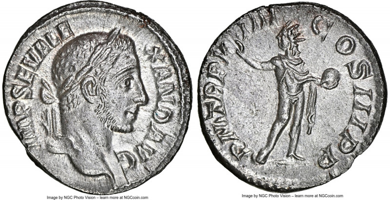 Severus Alexander (AD 222-235). AR denarius (18mm, 3.89 gm, 12h). NGC MS 5/5 - 3...