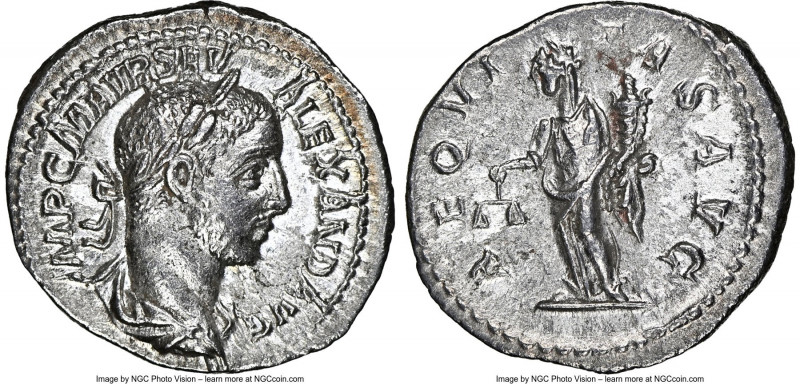 Severus Alexander (AD 222-235). AR denarius (20mm, 2.85 gm, 6h). NGC Choice AU 5...