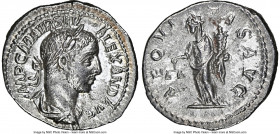 Severus Alexander (AD 222-235). AR denarius (20mm, 2.85 gm, 6h). NGC Choice AU 5/5 - 4/5. Rome, AD 222-228. IMP C M AVR SEV-ALEXAND AVG, laureate, dra...