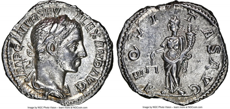 Severus Alexander (AD 222-235). AR denarius (19mm, 3.27 gm, 12h). NGC Choice AU ...