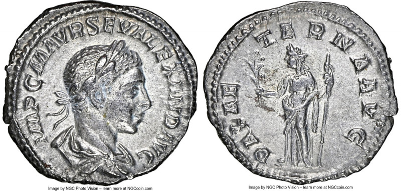 Severus Alexander (AD 222-235). AR denarius (20mm, 2.83 gm, 12h). NGC AU 5/5 - 4...