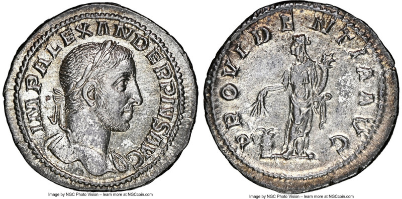 Severus Alexander (AD 222-235). AR denarius (20mm, 2.55 gm, 1h). NGC Choice AU 5...