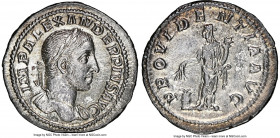 Severus Alexander (AD 222-235). AR denarius (20mm, 2.55 gm, 1h). NGC Choice AU 5/5 - 3/5. Rome, AD 228-231. IMP ALEXANDER PIVS AVG, laureate bust of S...