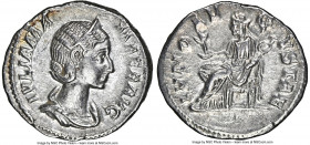 Julia Mamaea (AD 222-235). AR denarius (19mm, 3.03 gm, 12h). NGC AU 4/5 - 4/5. Rome. IVLIA MA-MAEA AVG, draped bust of Julia Mamaea right, seen from f...
