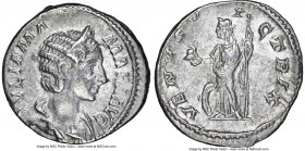Julia Mamaea (AD 222-235). AR denarius (19mm, 3.03 gm, 8h). NGC Choice XF 5/5 - 3/5. Rome. IVLIA MA-MAEA AVG, draped bust of Julia Mamaea right, seen ...