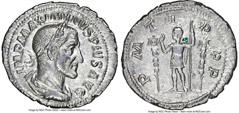 Maximinus I (AD 235-238). AR denarius (21mm, 2.74 gm, 6h). NGC Choice AU 4/5 - 4...