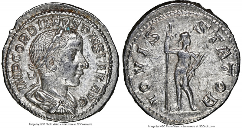 Gordian III (AD 238-244). AR denarius (20mm, 3.47 gm, 2h). NGC Choice AU 4/5 - 4...