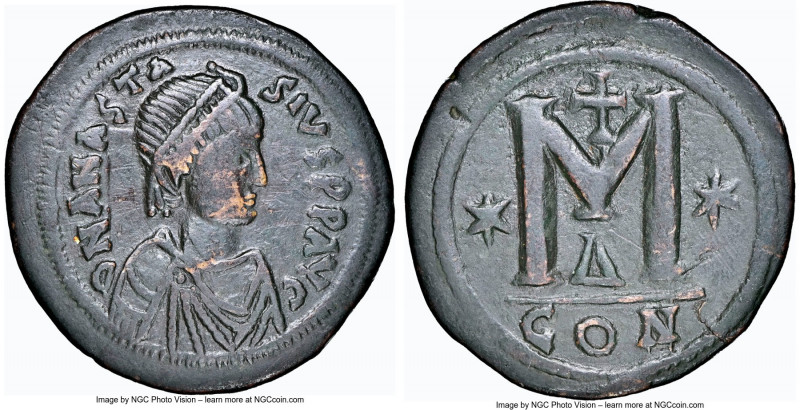 Anastasius I (AD 491-518). AE follis (37mm, 19.93 gm, 7h). NGC Choice VF 5/5 - 3...
