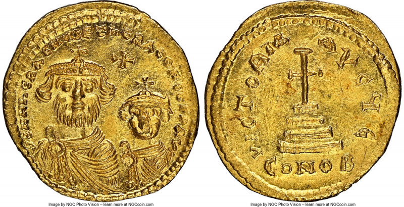 Heraclius (AD 610-641), and Heraclius Constantine. AV solidus (21mm, 4.37 gm, 6h...