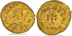 Heraclius (AD 610-641). AV tremissis (16mm, 1.40 gm, 7h). NGC AU 4/5 - 3/5, scratch. Constantinople, 10th officina, AD 610-613. d N hЄRACI-ЧS PP AV, p...