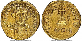 Constans II Pogonatus (AD 641-668). AV solidus (19mm, 4.37 gm, 6h). NGC MS 5/5 - 4/5, clipped. Constantinople, 2nd officina, dated Indictional Year 5 ...